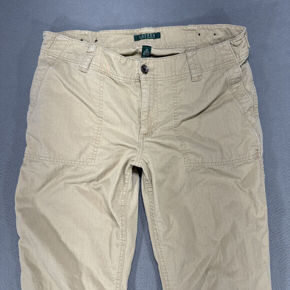 Lauren Ralph Lauren Pants Womens Sz 10 Beige Straight Cargo Chore Work Casual - Picture 2 of 14